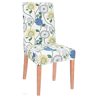 Potah na židli elastický, bílý s květy SRINGOS SPANDEX