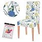 Potah na židli elastický, bílý s květy SRINGOS SPANDEX