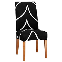 Poťah na stoličku elastický, čierno-biely, abstrakt SPRINGOS SPANDEX
