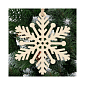 Vianočné drevené ozdoby - snehová vločka, súprava 6ks