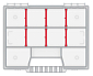 Plastový organizér 10 přihrádek (přepážky) NORT 195x155x35 červený