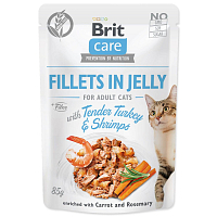 Kapsička Brit Care Cat krůta a krevety, filety v želé 85g