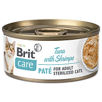 Konzerva Brit Care Cat Sterilized tuňák s krevetami, paté 70g