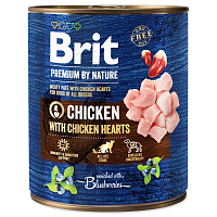 Konzerva Brit Premium by Nature kuře a srdce 800g