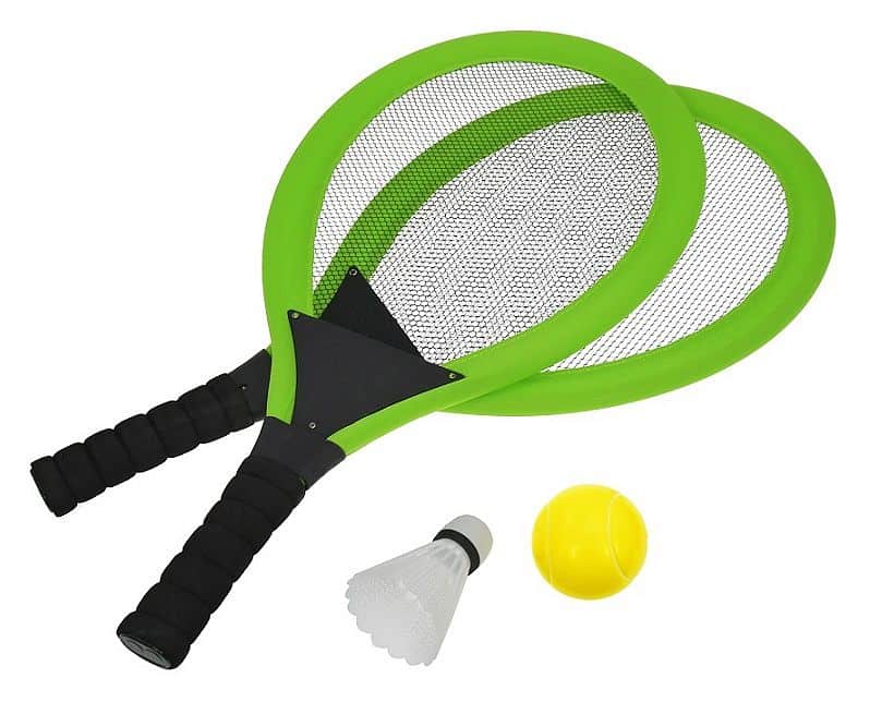Set na plážové hry tenis/badminton 2xraketa, soft miček, badm. Košík, zelená