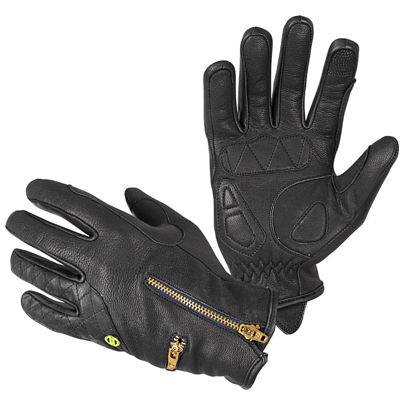 Dámské kožené moto rukavice W-TEC Perchta Barva černá, Velikost S