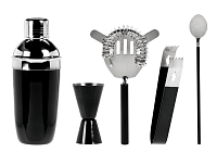 EXCELLENT Barmanská sada shaker 5 ks GLOSSY BLACK KO-A12441070