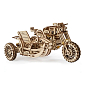 Hračka Ugears 3D dřevěné mechanické puzzle UGR-10 Motorka (scrambler) s vozíkem