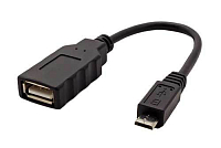 Redukce Roline USB A(F) - microUSB B(M), OTG, 0,15m, černý