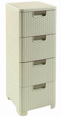 Regál Curver Style 4x14L se zásuvkami krémově bílý