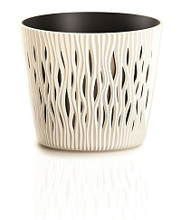 Květináč SANDY ROUND s vkladem 15,8 cm - barva: krémová