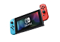 Nintendo Switch console with neon blue&amp;red Joy-Con