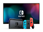 Nintendo Switch console with neon blue&amp;red Joy-Con