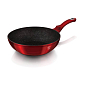 BERLINGERHAUS Pánev WOK s mramorovým povrchem 30 cm Burgundy Metallic Line BH-6166