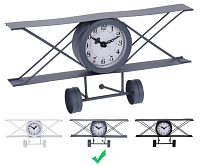 SEGNALE Hodiny stolní designové LETADLO 30 cm šedá KO-HZ1911500seda