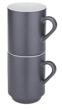 KELA Hrnek keramický 300 ml Mattia sada 2 ks šedá KL-12757