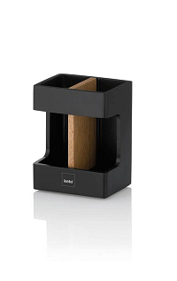 KELA Držák na zubní kartáčky Cube polyresin black KL-23688