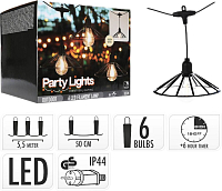 PROGARDEN Světelný řetěz žárovky  LED PARTY 6 ks 5,5m KO-AF5300260