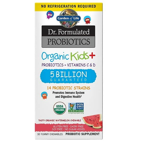 Garden of Life Dr. Formulated organická probiotika - pro děti - 5 miliard CFU s příchutí organický vodní meloun 30 tablet
