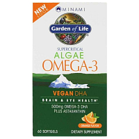 Garden of Life Minami Nutrition Omega - 3 Vegan DHA z mořské řasy - s příchutí pomeranče - 60 tobolek