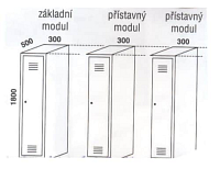 Šatní skříně sestavné - základní modul - barva šedá - 1800 x 300 x