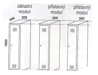 Šatní skříně sestavné - základní modul - barva šedá/modrá - 1800 x