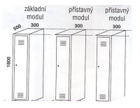 Šatní skříně sestavné - přístavný modul - barva šedá/modrá - 1800