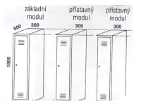 Šatní skříně sestavné - přístavný modul - barva šedá/modrá - 1800