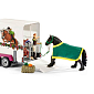 Schleich 102642346 Pick-up s přívěsem a koněm