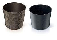 Květináč FURU ROUND LOW ECO WOOD s vkladem 25 cm - barva: káva ECO