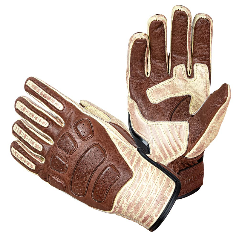 Kožené moto rukavice W-TEC Retro Gloves Barva hnědo-béžová, Velikost L