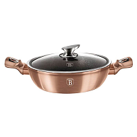 BERLINGERHAUS Pekáč kulatý s mramorovým povrchem a poklicí  28 cm Rosegold Metallic Line BH-1519